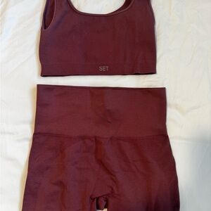 SET Active Women's grayish pink  Bike Shorts Set